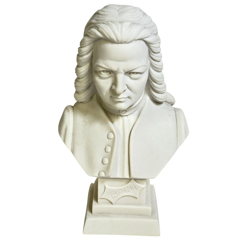 Johann Sebastian Bach Bust Sculpture Miniature Marble & Resin 4.33" Vintage